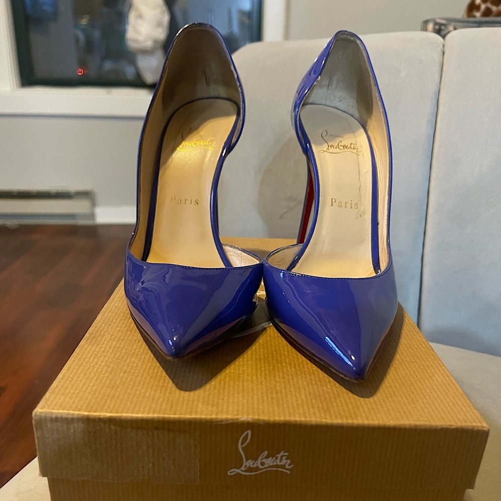 COPY - *AUTHENTIC* Blue Christian Louboutin “Iriza 100 Patent” SHOE